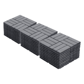 30 PCS Interlocking Deck Tiles Checker Pattern, 12" x 12" Square Light Gray Acacia Hardwood Outdoor Flooring for Patio, Bancony, Pool Side,...