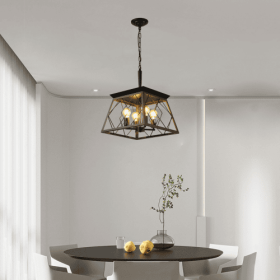 Farmhouse Chandelier 4 Lights Vintage Antique Chandelier Lamps -no Bulbs (Color: Black)
