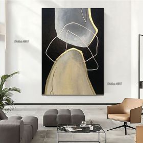 Handmade Hand Painted Oil Painting Wall Modern Abstract Oversize Abstract Paintings On Canvas Black And White Wall Art Set Acrylic Painting Hotel (size: 50x70cm)