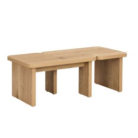 47.24*23.62 inch and 35.43*31.49 inch Rectangle Wood Detachable Coffee Table, Single L Shape Farmhouse Coffee Table for Dining Room, Garden, oak (Color: as Pic)